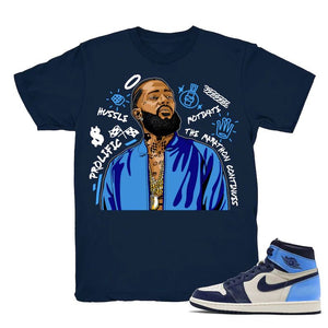 Nipsey Forever Fly - Retro 1 UNC 2019 Match Navy Tee Shirts