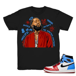 Nipsey Forever Fly - Retro 1 OG High Fearless 2019 Match Black Tee Shirts