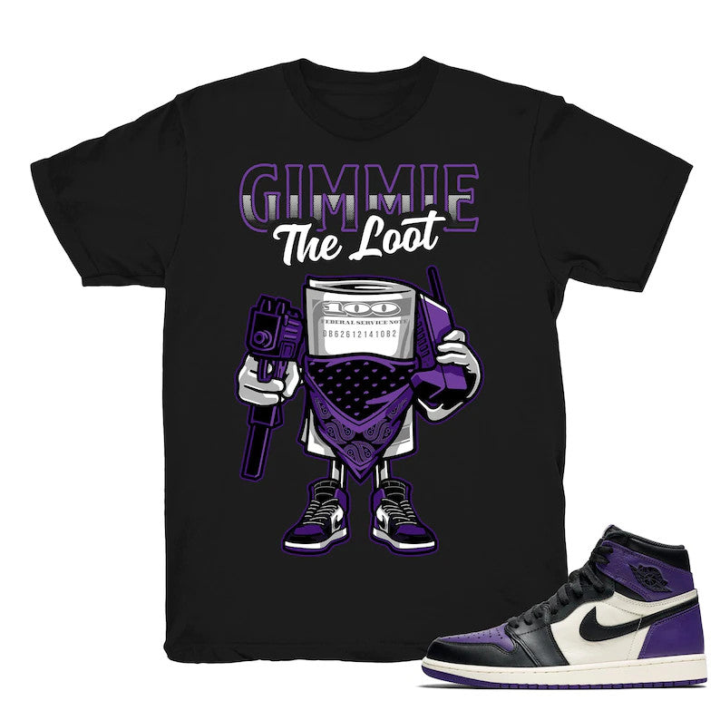 The Loot - Retro 1 High OG Court Purple Match Black Tee Shirts