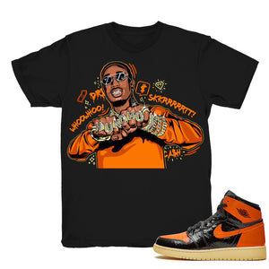 Huncho Rings - Retro 1 OG High Shattered Backboard 3.0 2019 Match Black Tee Shirts