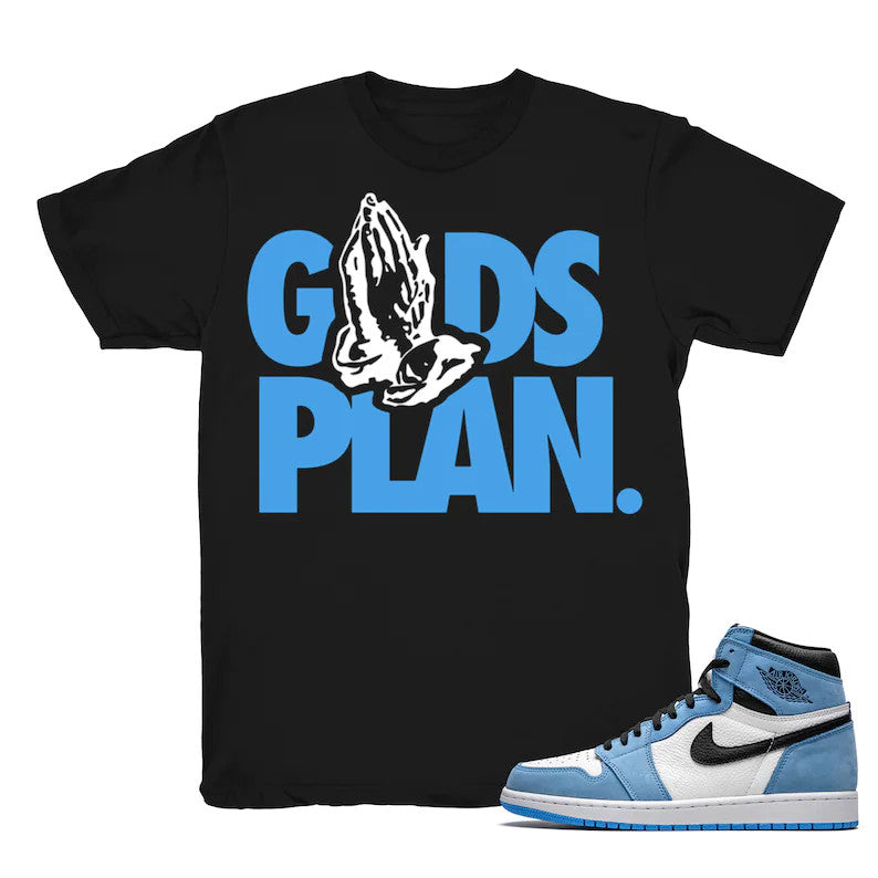 Gods Plan - Retro 1 OG High University Blue Match Black Tee Shirts