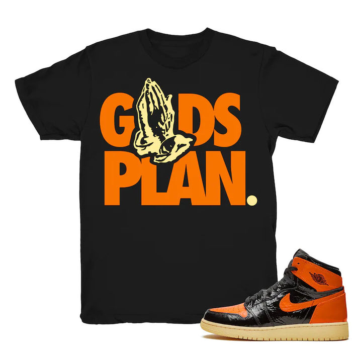 Drake Gods Plan - Retro 1 OG High Shattered Backboard 3.0 2019 Match Black Tee Shirts