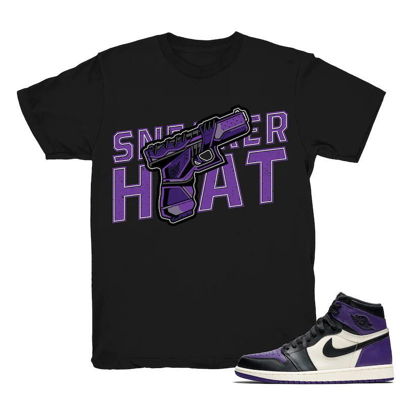 Sneaker Heat - Retro 1 High OG Court Purple Match Black Tee Shirts