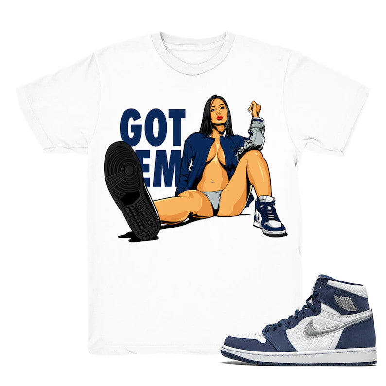 Got Em - Retro 1 High OG CO.JP Midnight Navy Match White Tee Shirts