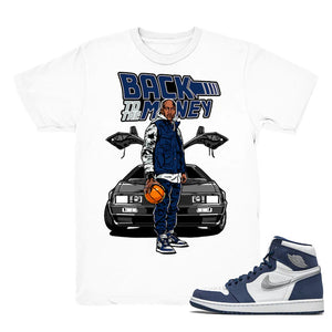 To The Money - Retro 1 High OG CO.JP Midnight Navy Match White Tee Shirts