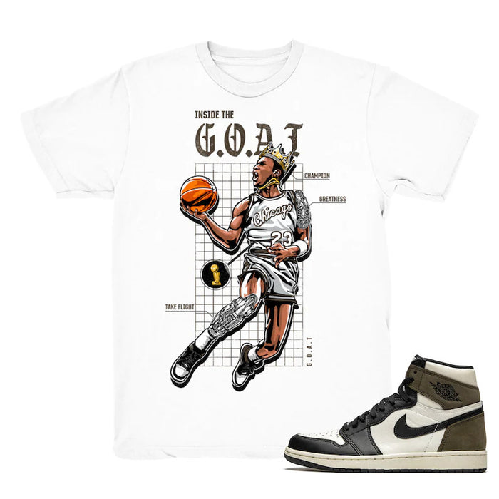 Goat Blueprint - Retro 1 OG High Dark Mocha 2020 Match White Tee Shirts