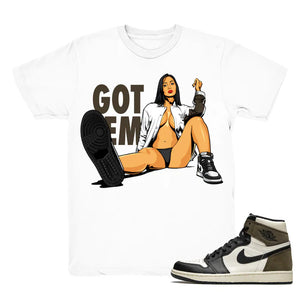 Got Em - Retro 1 OG High Dark Mocha 2020 Match White Tee Shirts