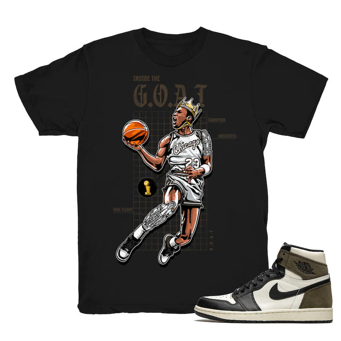 Goat Blueprint - Retro 1 OG High Dark Mocha 2020 Match Black Tee Shirts