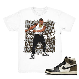 DaBaby Lets Go - Retro 1 OG High Dark Mocha 2020 Match White Tee Shirts