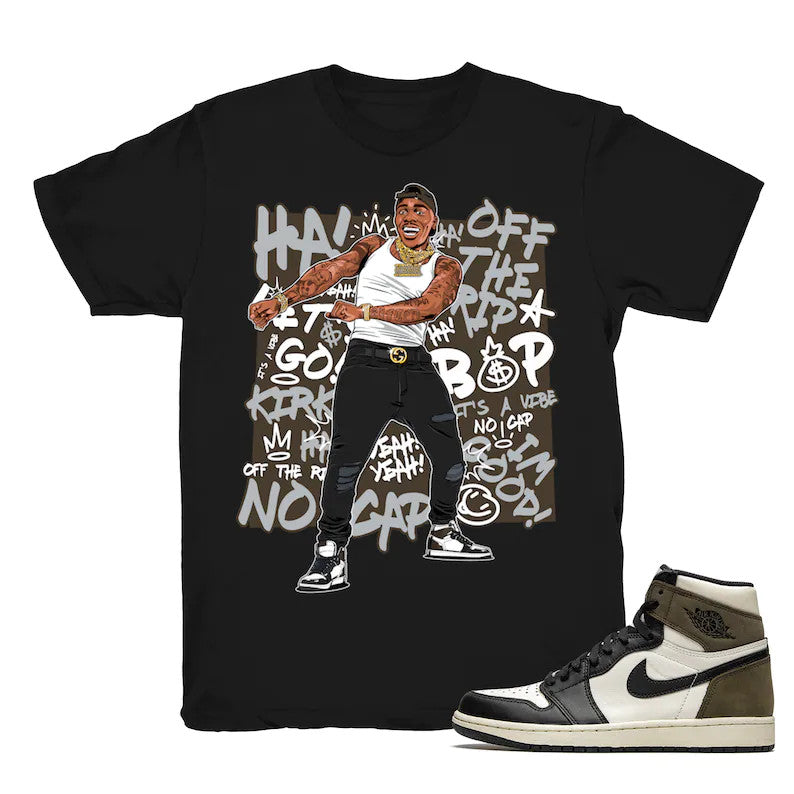 DaBaby Lets Go! - Retro 1 OG High Dark Mocha 2020 Match Black Tee Shirts