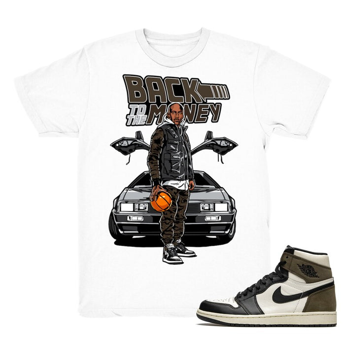 To The Money - Retro 1 OG High Dark Mocha 2020 Match White Tee Shirts