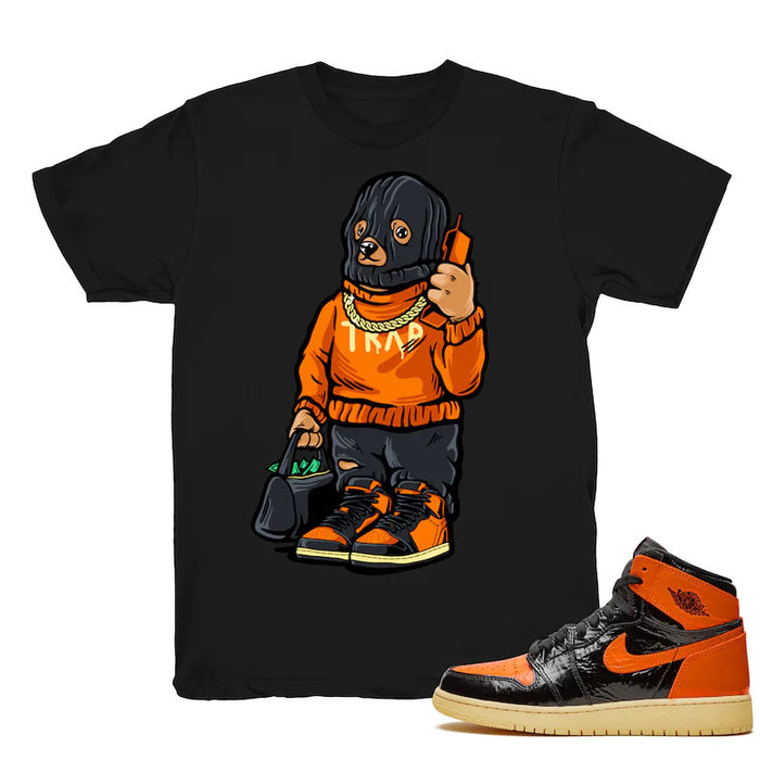 Trap Bear - Retro 1 OG High Shattered Backboard 3.0 2019 Match Black Tee Shirts