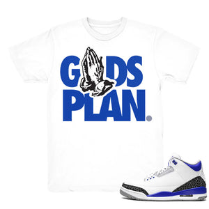 Drake Gods Plan - Retro 3 Racer Blue 2021 Match White Tee Shirts