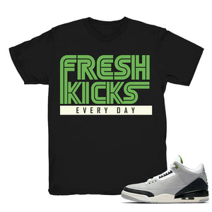 Fresh Kicks - Retro 3 Chlorophyll Tinker Match Black Tee Shirts