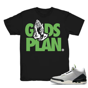 Drake Gods Plan - Retro 3 Chlorophyll Tinker Match Black Tee Shirts