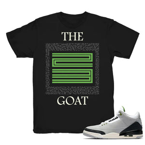 The Goat 23 - Retro 3 Chlorophyll Tinker Match Black Tee Shirts