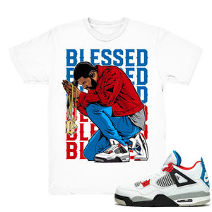 Drake Blessed - Retro 4 What The 4s 2019 Match White Tee Shirts