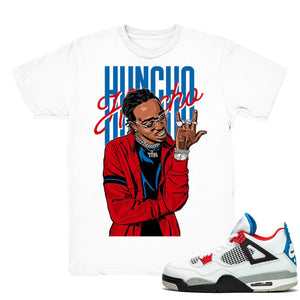 Huncho Flex - Retro 4 What The 4s 2019 Match White Tee Shirts