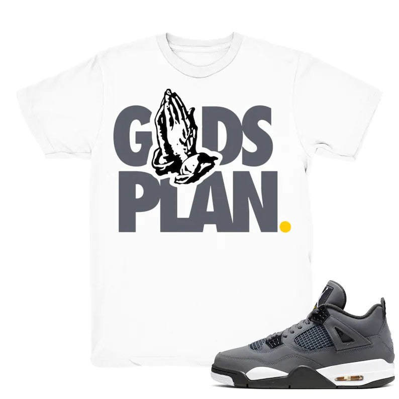 Drake Gods Plan - Retro 4 Cool Grey Match White Tee Shirts