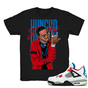 Huncho Flex - Retro 4 What The 4s 2019 Match Black Tee Shirts