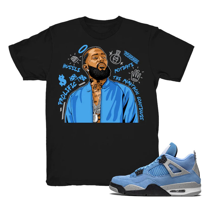 Nipsey Forever Fly - Retro 4 UNC 2021 Match Black Tee Shirts