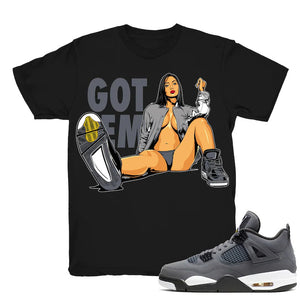 Got Em - Retro 4 Cool Grey Match Black Tee Shirts