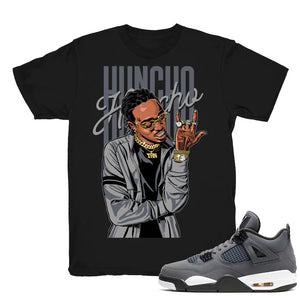 Huncho - Retro 4 Cool Grey Match Black Tee Shirts