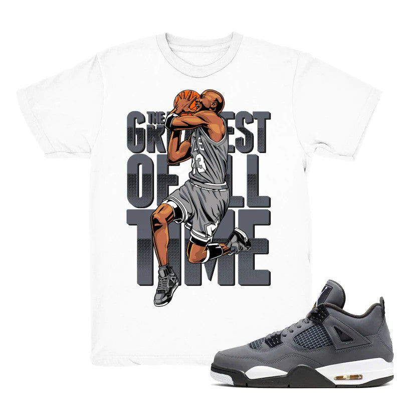 The Greatest - Retro 4 Cool Grey Match White Tee Shirts