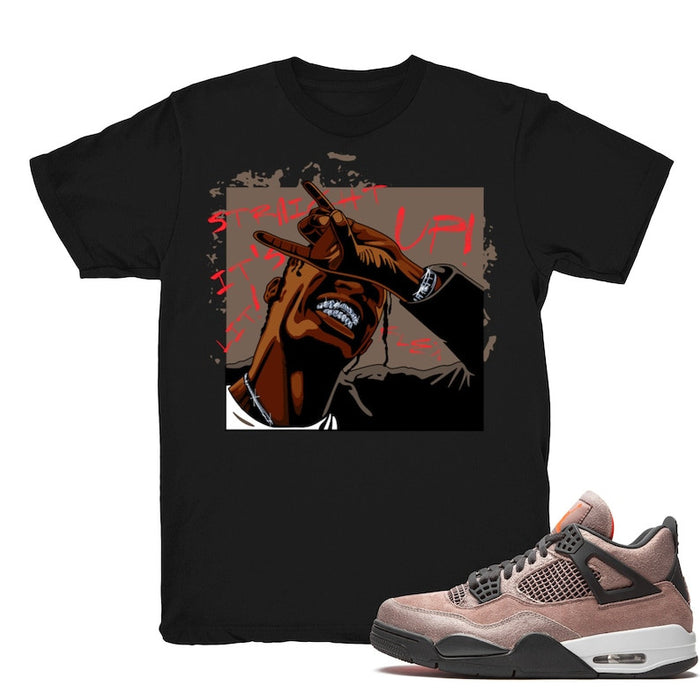 Travis Scott - Retro 4 Taupe Haze 2021 Match Black Tee Shirts