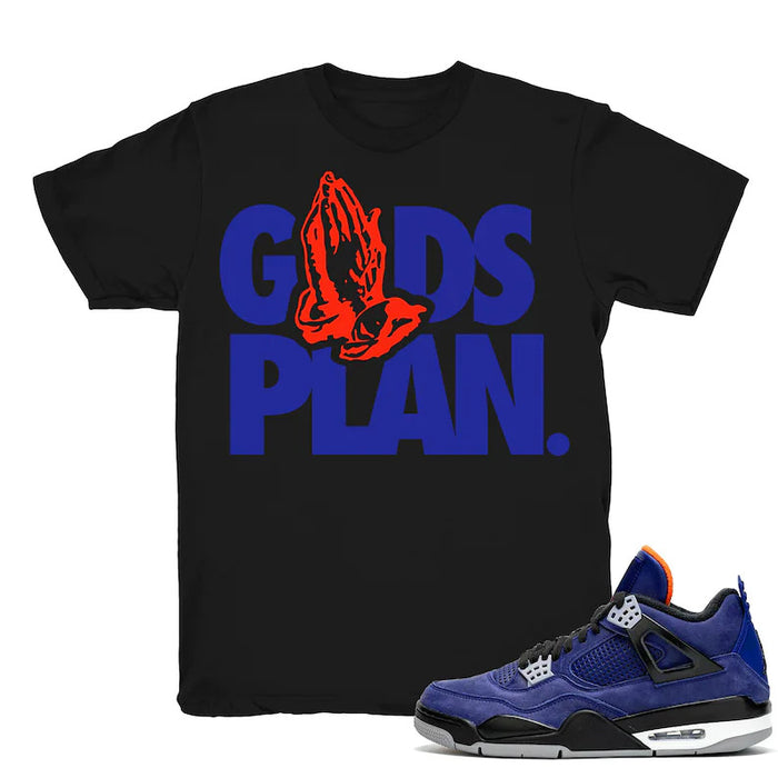 Drake Gods Plan - Retro 4 Winter Loyal Blue 2019 Match Black Tee Shirts