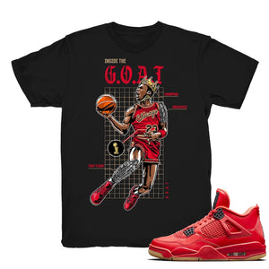 Inside The Goat - Retro 4 Fire Red Match Black Tee Shirts