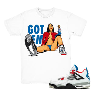 Got Em - Retro 4 What The 4s 2019 Match White Tee Shirts