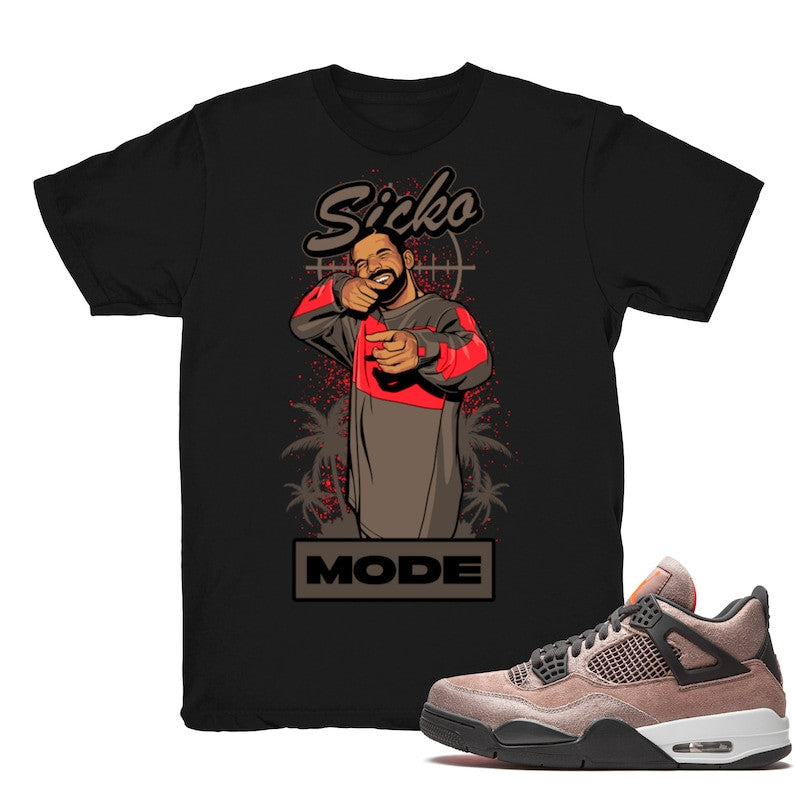 Sicko Mode - Retro 4 Taupe Haze 2021 Match Black Tee Shirts