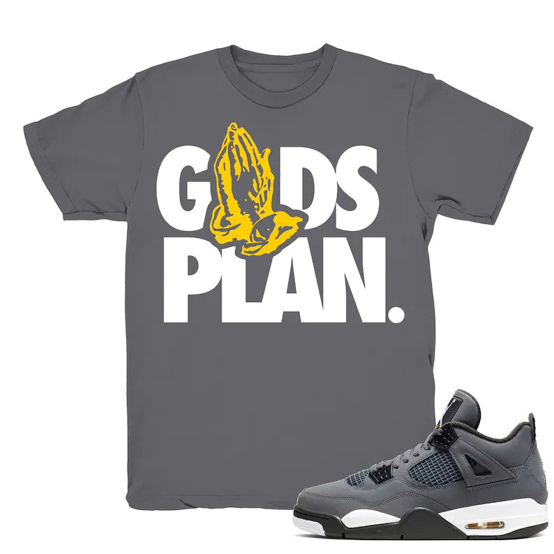Drake Gods Plan - Retro 4 Cool Grey Match Grey Tee Shirts