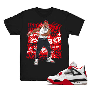 DaBaby Vibes - Retro 4 Fire Red OG Match Black Tee Shirts