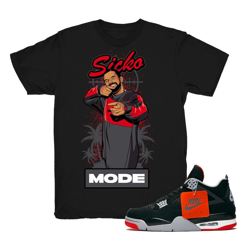 Drake Sicko Mode - Retro 4 Bred 2019 OG Match Black Tee Shirts