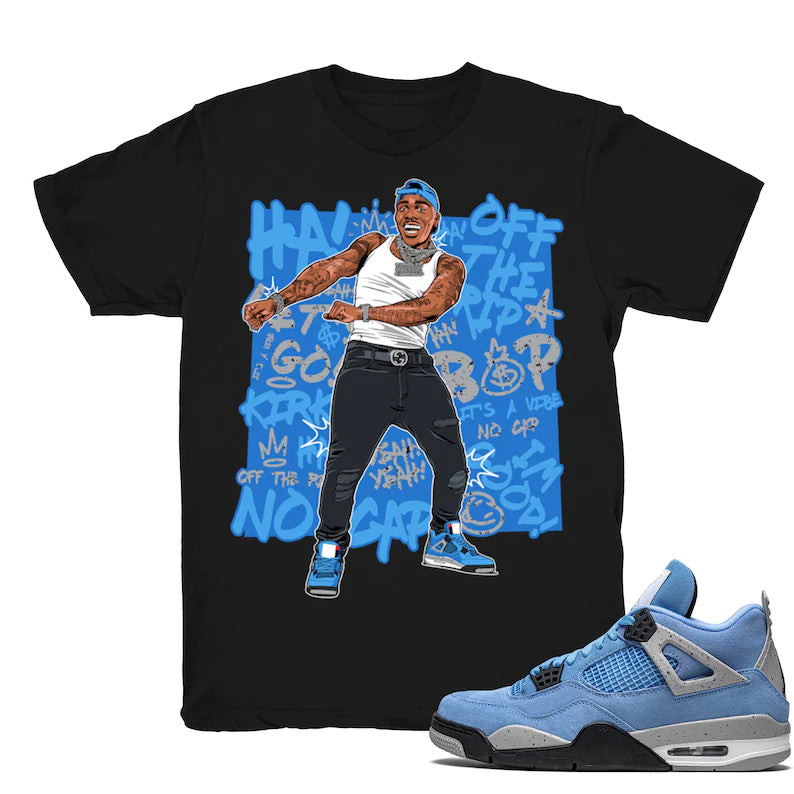 DaBaby Vibez - Retro 4 UNC 2021 Match Black Tee Shirts