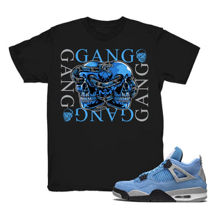 Gang Gang - Retro 4 UNC 2021 Match Black Tee Shirts