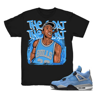 The Goat - Retro 4 UNC 2021 Match Black Tee Shirts