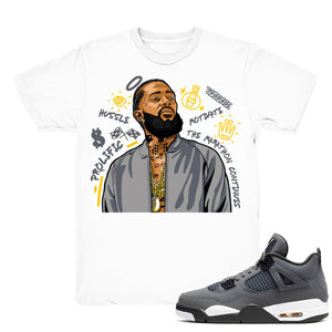 Forever Fly - Retro 4 Cool Grey Match White Tee Shirts