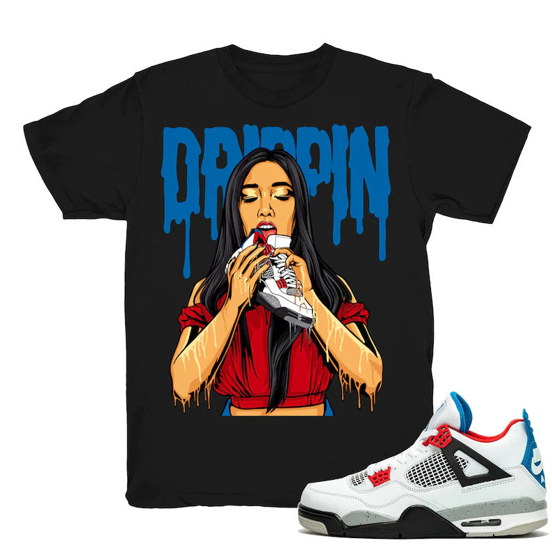4s Drippin - Retro 4 What The 4s 2019 Match Black Tee Shirts