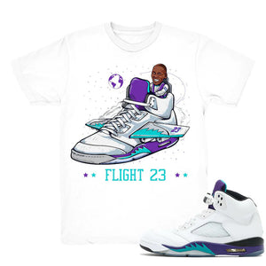 Flight 23 - Retro 5 Fresh Prince Grape Match White Tee Shirts