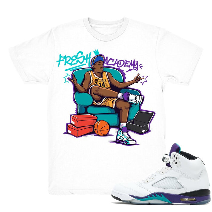 Fresh Academy - Retro 5 Fresh Prince Grape Match White Tee Shirts