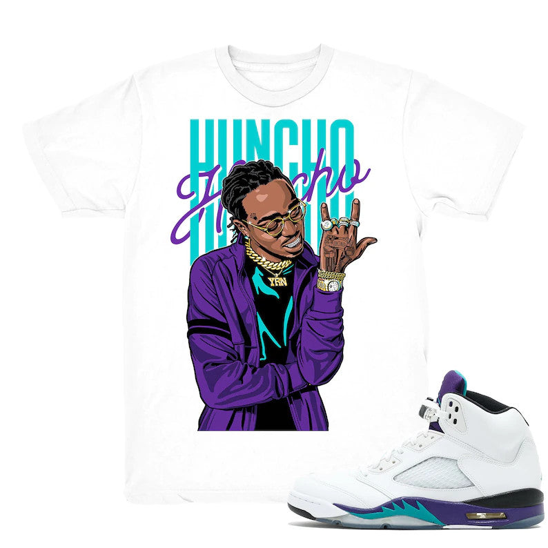Huncho - Retro 5 Fresh Prince Grape Match White Tee Shirts