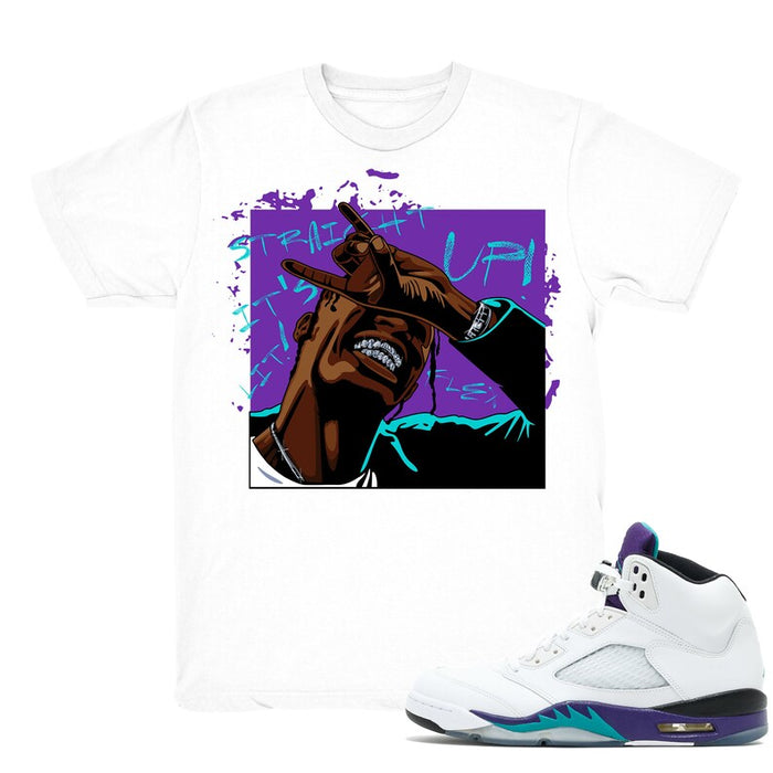 Straight Up - Retro 5 Fresh Prince Grape Match White Tee Shirts