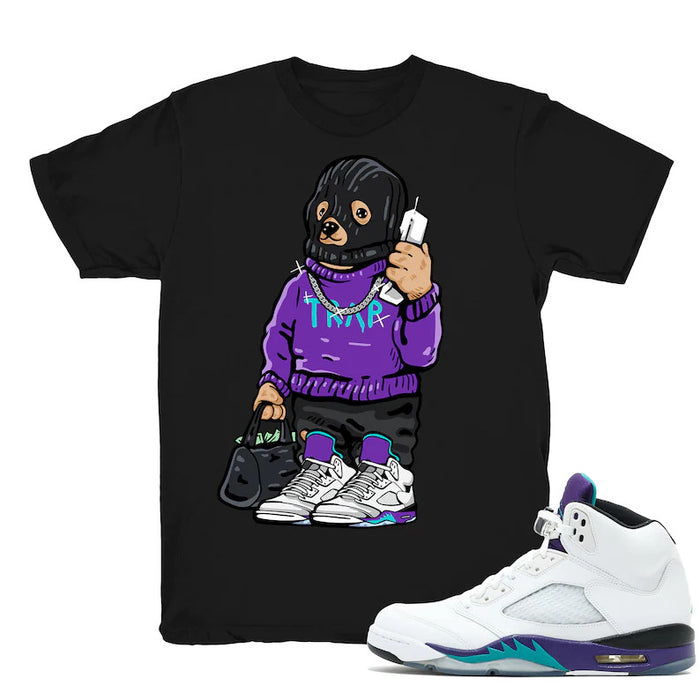 Trap Bear - Retro 5 Fresh Prince Grape Match Black Tee Shirts