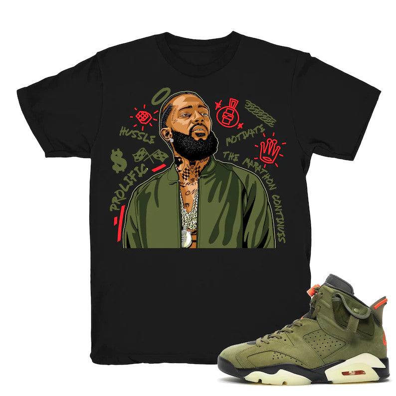 Nipsey Forever Fly - Retro 6 Cactus Jack 2019 Match Black Tee Shirts