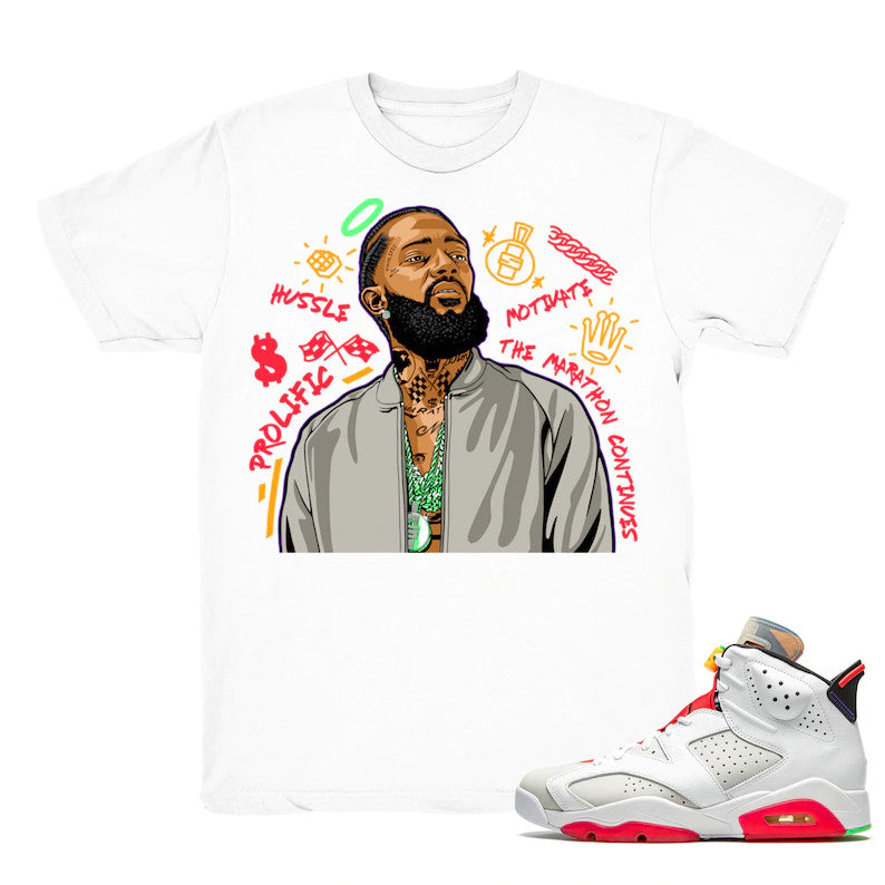 Nipsey Forever Fly - Retro 6 Hare 2020 Match White Tee Shirts