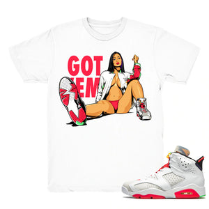 Got Em - Retro 6 Hare 2020 Match White Tee Shirts