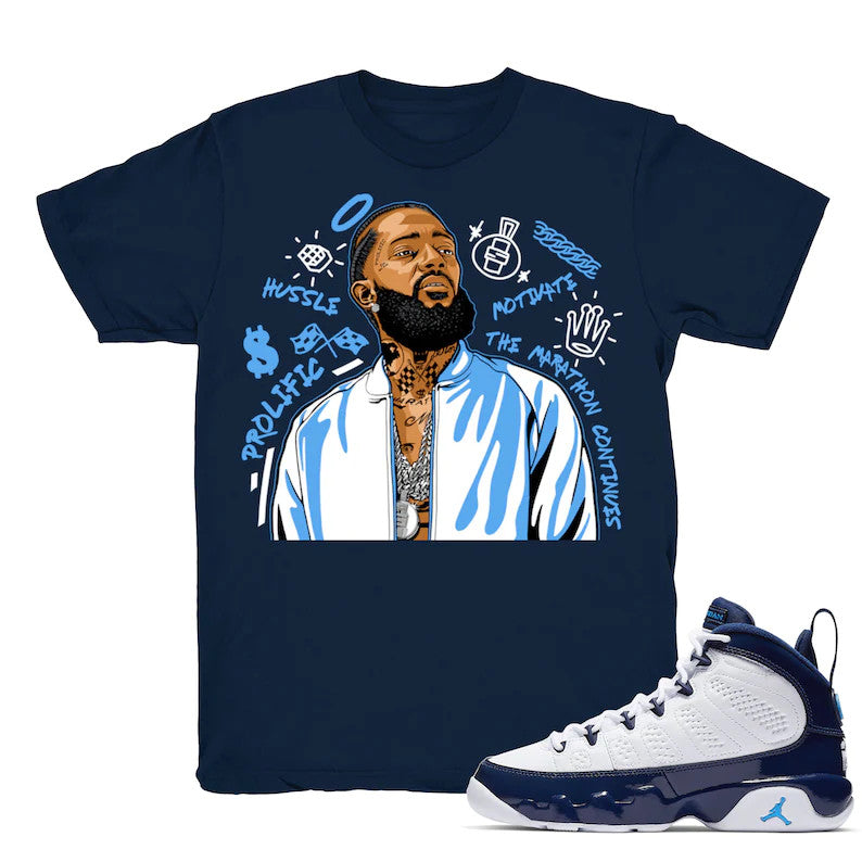Nipsey Forever Fly - Retro 9 UNC 2020 Match Navy Tee Shirts